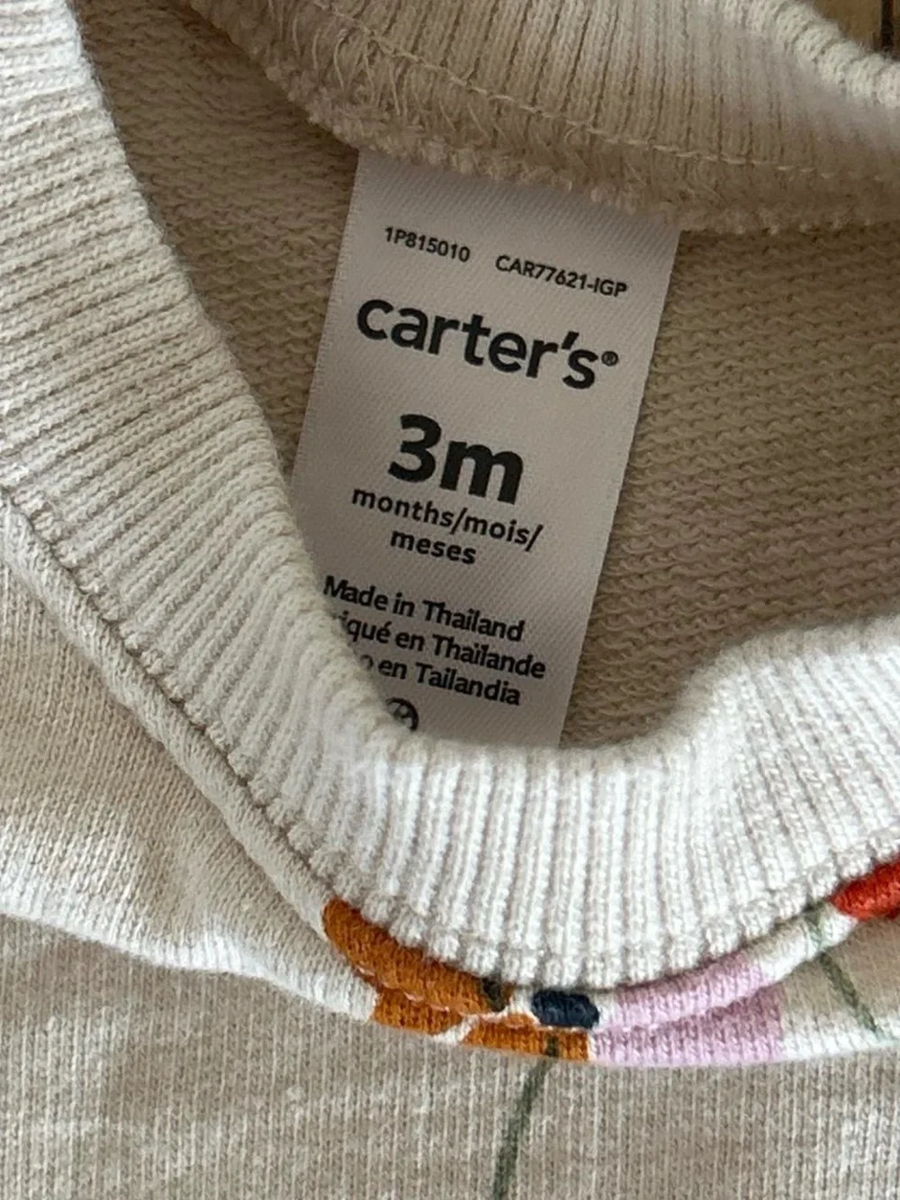 Carter’s Floral print long sleeve top and navy pants set size 3 mos